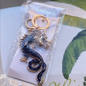 Dragon Keychain with Gold Accents